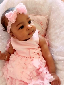 Christening Girl Baby Headband Hair band Chiffon Rose Bow Wedding Lace Flower - Picture 1 of 1
