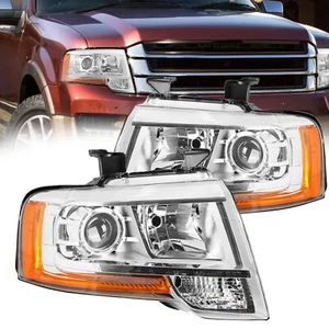 Headlight LEFT or RIGHT For 2015-2017 Ford Expedition Chrome Housing Projector - Foto 1 di 13