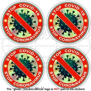 STOP VIRUS Rondell x4 Aufkleber 50 mm BIOGEFAHR Biologische Gefahr Isolierung - Bild 1 von 1