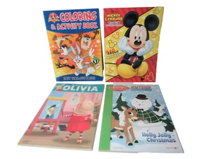 Lot of 4 Assorted Coloring/Activity Books Mickey Looney Tunes Olivia Rudolph NEW - Bild 1 von 14