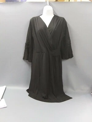 Vestido envolvente sintético Notations para mujer pequeño crochet recorte acanalado LBD negro liso M Foto 1 de 4