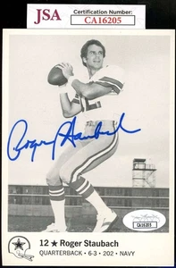 Roger Staubach JSA Coa Signed 4x6 Photo Team Issue Autograph Cowboys - Picture 1 of 1