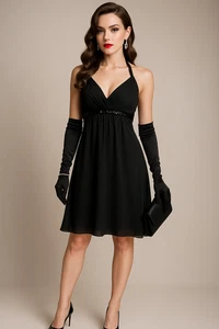 Vestido Babydoll Byerwear Too Mujer M Halter Gasa Lentejuelas Asimétrico Fluido Glamour - Imagen 1 de 20