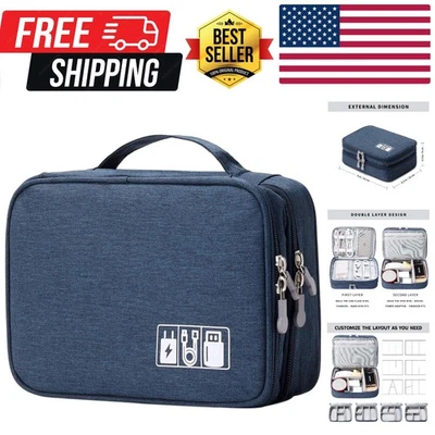 Bolsa Organizadora de Cable de Viaje, Estuche de Accesorios Electrónicos Portátil Doble Capa... Foto 1 de 4