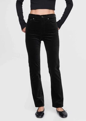 Новый с Ярлыками черный разрыв 33s/16 короткий высокий подъем бархата 90-х прямые брюки - Изображение 1 из 4