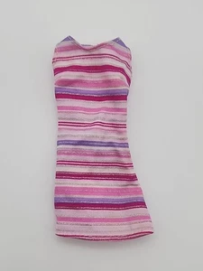 Vestido a rayas rosa blanco púrpura para muñeca Barbie - Imagen 1 de 2