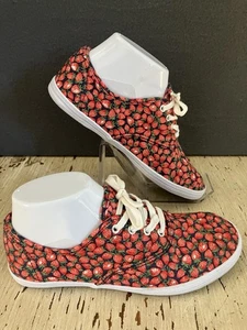 American Eagle AE Size 4 Red Strawberry Canvas Tennis Shoes/Lace Up Sneakers - Picture 1 of 12