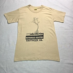 Vintage Lake Destiny Bluegrass Festival Shirt Herren Medium Tan 50/50 Made USA 80s - Bild 1 von 6