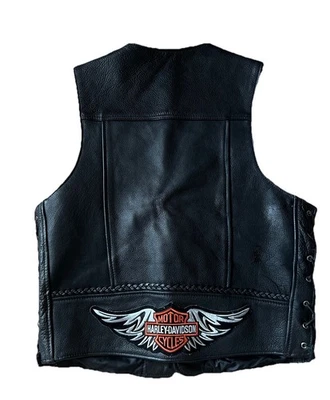 UNIK Leather Vest Mens Large  Harley Davidson  Eagle Biker Patch - Image 1 of 4