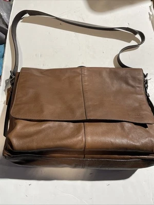 Bolso Bandolera Coach De Colección Cuero Marrón Solapa Maletín Bandolera Foto 1 de 4