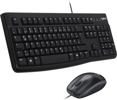 Logitech MK120 Wired Keyboard and Mouse for Windows, ‎QWERTZ Swiss Layout - Blac - Image 1 of 4