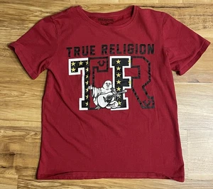 True Religion World Tour Buddha Kids Red Shirt Size Large 14 / 16 - Picture 1 of 2