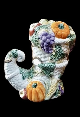 Thanksgiving Cornucopia Harvest Bounty Vase by Omnibus Fitz & Floyd 1993 Retired - Image 1 of 2