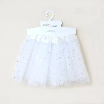 fairy tutu skirt toddlers childs or dolls white appliqued silver stars - Image 1 of 4