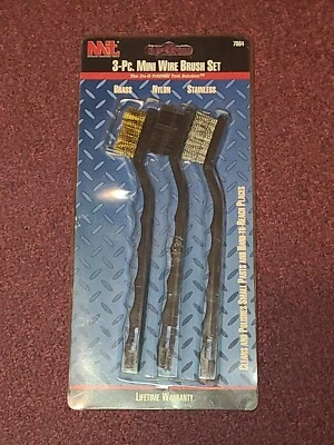 Michigan Industrial Tools MIT 3 Piece Mini Wire Brush Set Brass Nylon Stainless - Image 1 of 4
