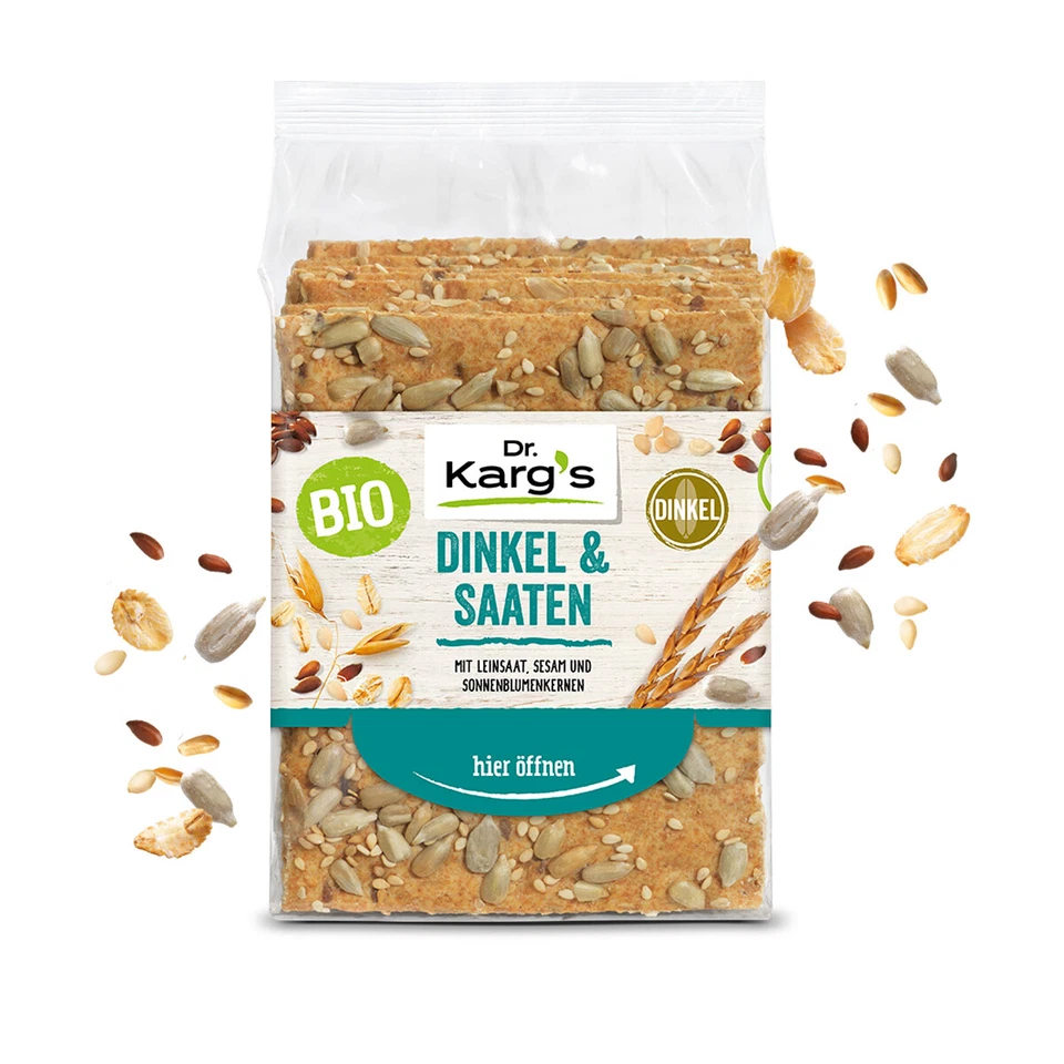 Dr. Kargs Bio Knäckebrot Dinkel und Saaten knackig vegan 200g - Bild 1 von 1