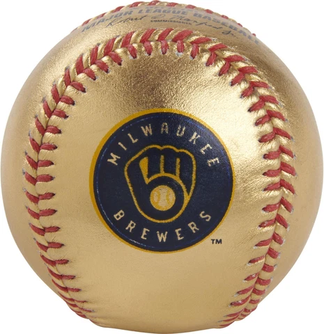 Milwaukee Brewers Rawlings Gold Leather Baseball Cover