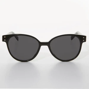 Round Cat Eye Women's Vintage Sunglass Black Frame - Jackson - Picture 1 of 3