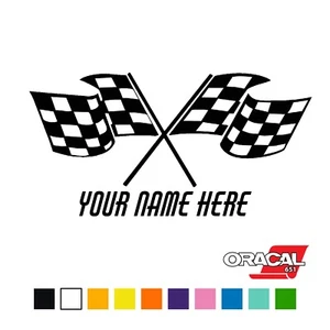 Your Name Here Checkered Racing Flag Peel & Stick Vinyl Decal Sticker Car Vinyl - Picture 1 of 6