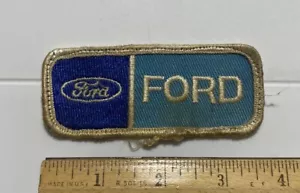 Distintivo vintage Ford Motors Automobiles blu bianco 3,75"" toppa ricamata lunga - Foto 1 di 3