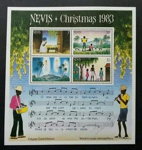 *FREE SHIP Nevis Christmas 1983 Song Music Lyric Children (miniature sheet) MNH - Picture 1 of 5