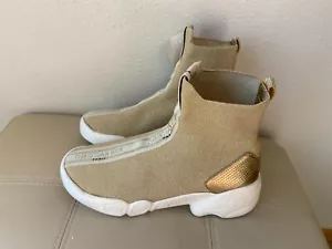 Dior CHRISTIAN DIOR Pull Up Knit Sneakers Size 36~GOLD WHITE - Picture 1 of 5