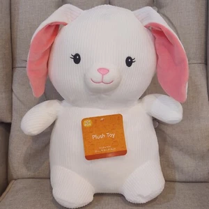 White Bunny Plush Stuffed Animal Easter kids toy soft corduroy pink NWT cute - Picture 1 of 7