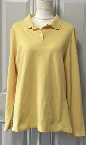 Polo donna Lands End gialla manica lunga 100% cotone taglia large - Foto 1 di 13