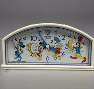 Vintage Disney Lorus Quartz Mickey Mouse Donald Alarm Musical Table Clock Goofy - Picture 1 of 11