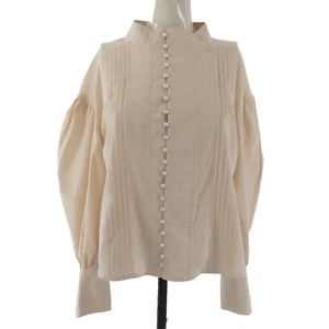 Victorian Blouse Flam Mode Pale Pink Puff Sleeve Pintuck Edwardian Style size S - Picture 1 of 11