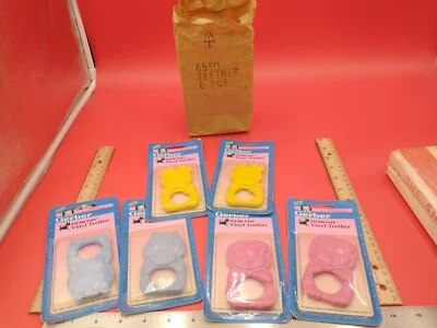 Vtg 1993 Gerber Safari Pals Vinyl Teethers #6580 Baby 3 Colors/6 Pcs NOS #1190 - Image 1 of 4