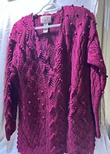 Yarnworks Handknit Womens Size M Burgundy Sweater - Picture 1 of 4