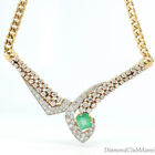 Antique 4.85ct Diamond Emerald  SOLID HEAVY 18kt  Gold Necklace 50.4 Grams