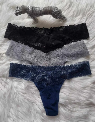 Victoria`s Secret*the Lacie*V-String*Baumwolle mit Spitze*Thong*Gr. - Bild 1 von 2