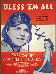 Vintage 1940 WWII James Cagney BLESS 'EM ALL Captians of the Cloud Sheet Music - Picture 1 of 2