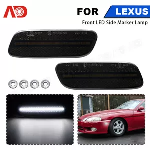 2Pcs LED Front Bumper Turn Signal Side Marker Lights For Lexus 92-00 SC300 SC400 - Foto 1 di 14
