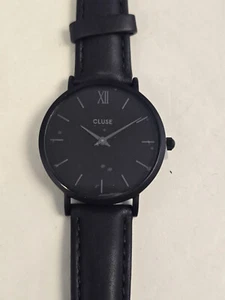Cluse Women's Watch Minuit Quartz Black Leather Strap Black Dial Hands CL30008 - Picture 1 of 9