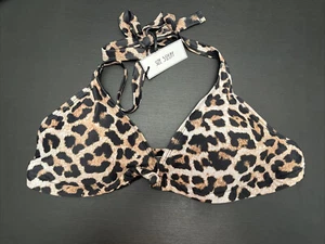 Ivory Rose Triagle Bikini Top In Leopard Animal Print Size 32F/FF - Picture 1 of 6