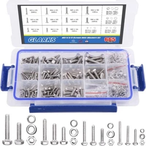 665Pcs M3 M4 M5 M6 Stainless Steel Flat Hex Head Screws Bolts Nuts and Flat Set - Picture 1 of 8