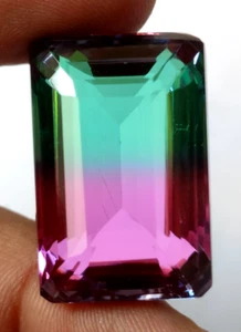 92.25 Ct. Large Tourmaline Multi-color Emerald Cut Loose Gemstone Gift for Women - Picture 1 of 6