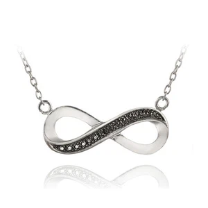 .925 Silver Black Diamond Accent Infinity Necklace, 18" - Picture 1 of 5