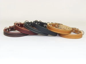1/2" Wide Top Quality Latigo Leather Dog Collar W/ Stitching    Made in USA - Picture 1 of 37