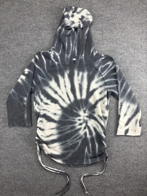 Young Fabulous & Broke Pullover Hoodie Women's Small Gray White Tie Dye Ruched - Image 1 of 4