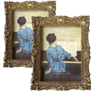 Antique Gold Resin Photo Frame Picture Display Embossed Ornate Home Decor 7inch - Picture 1 of 11
