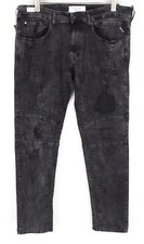 REPLAY Zaldok W36/L30 Men Jeans Skinny Fit Dark Grey Cotton Stretch Distressed