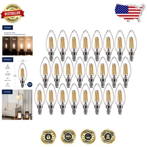 24 Pack Dimmable 4W LED Chandelier Bulbs with E12 Base - 450 Lumen Soft Light - Picture 1 of 8