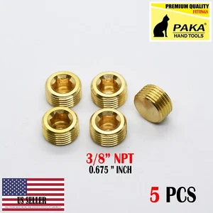 5Pcs 3/8" NPT Male Brass Internal Hex Head Socket Pipe Plugs end cap - Picture 1 of 1