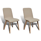 NNEVL Dining Chairs 2 pcs Beige Fabric and Solid Oak Wood