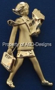Signed AJC 2 Tone Silver Plated Mother and Baby With VIP Purse Brooch 4133 - Picture 1 of 1