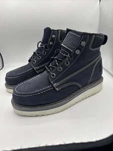 Wolverine Lucky Brand Wedge Boots Men Sz 9 Navy Blue Speed Lace 8” Capsule RARE - Picture 1 of 20